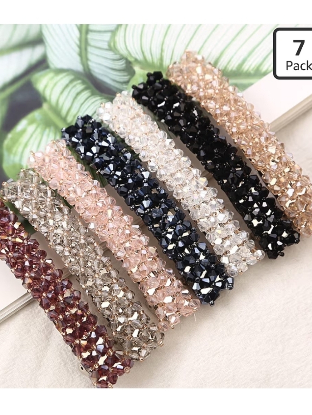 Sparkly Crystal Rhinestone Hair Clips - Mixed Colors (7 Pack)